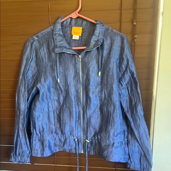 Ruby Rd. Jackets & Blazers - Blue Utility Jacket with Zip-Up Closure and Relaxed Fit